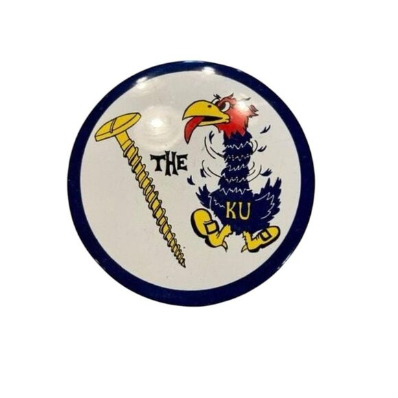 Screw the KU Kansas Jayhawks Circle Pin - Picture 1 of 7